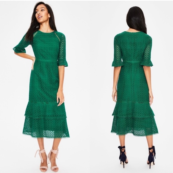Boden Lana Lace Midi Dress Forest Green Sz8